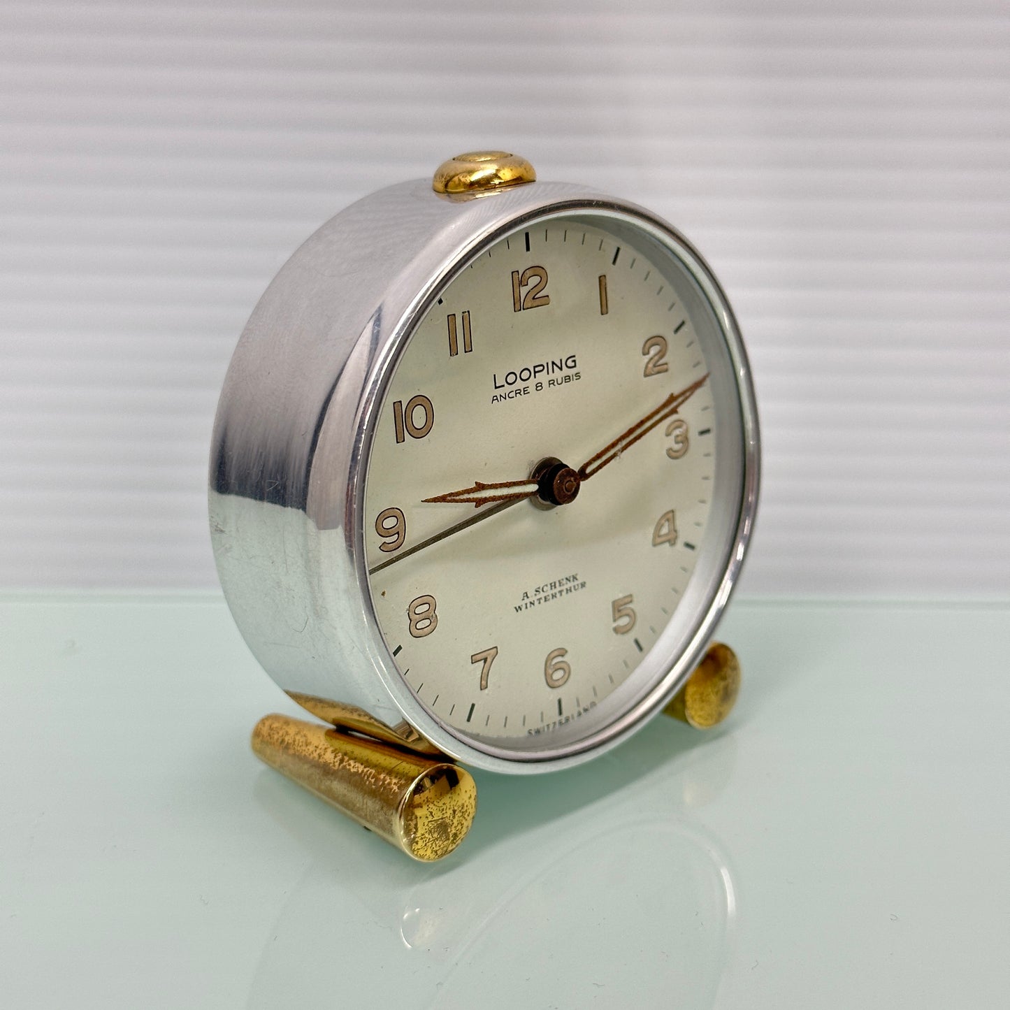 LOOPING Swiss 8 Jewel Alarm Clock c.1940