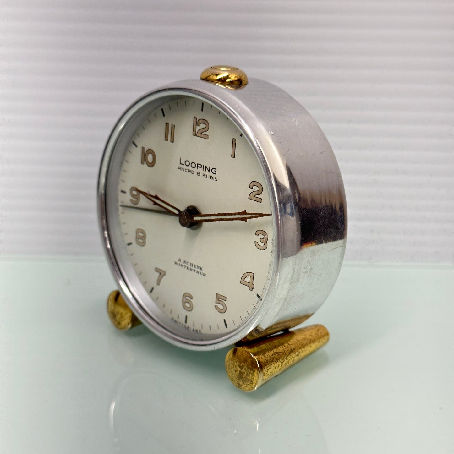LOOPING Swiss 8 Jewel Alarm Clock c.1940